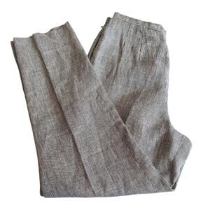 Talbots pants Irish linen black & white micro houndstooth lined trousers Sz 8